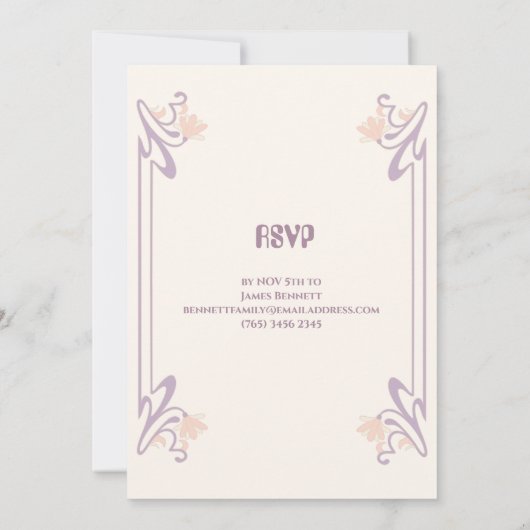 Elegant Mauve Art Nouveau Fabulous 50 Birthday Einladung (Rückseite)