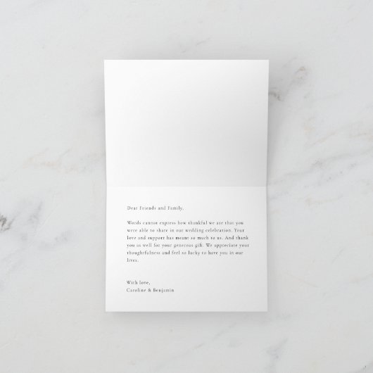 Elegant Mauve Calligraphy Wedding Message Dankeskarte (Innenseite)