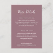 Elegant Mauve Clean Wedding Begleitkarte (Vorderseite)