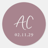 Elegant Mauve Clean Wedding Runder Aufkleber (Vorderseite)