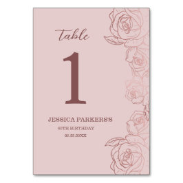 Elegant Mauve Floral Geburtstagsparty Tischnummer
