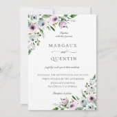 Elegant Mauve Floral Wedding Einladung (Vorderseite)
