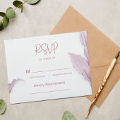 Elegant Mauve Leaf Minimal Wedding RSVP Card Einladung