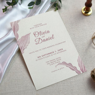 Elegant Mauve Leaf Minimale Hochzeit Einladung