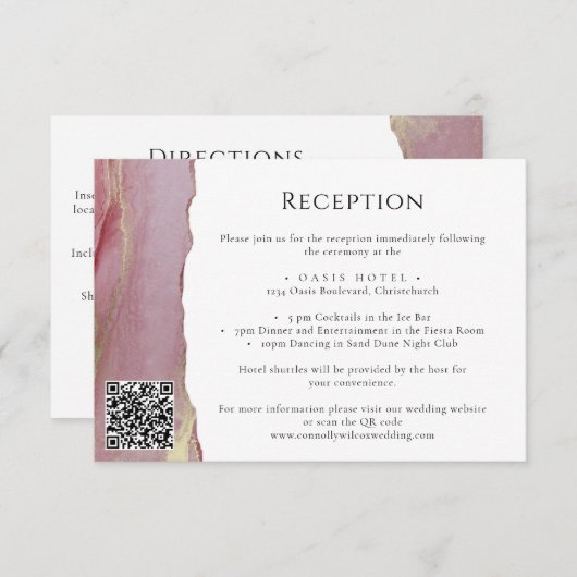 Elegant Mauve Lilac Wedding Information Card RSVP Karte (Vorne/Hinten)