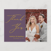Elegant Mauve Modern Script Wedding Vielen Dank Postkarte (Vorderseite)