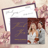 Elegant Mauve Modern Script Wedding Vielen Dank