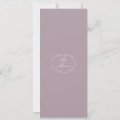 Elegant Mauve Monogram Wedding Long Menu Einladung (Rückseite)