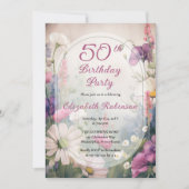 Elegant Mauve | Multi 50th Birthday Party Floral Einladung (Vorderseite)