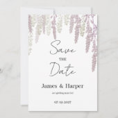 Elegant mauve Pink Minze grün blühend Save the Dat Einladung (Vorderseite)
