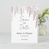 Elegant mauve Pink Minze grün blühend Save the Dat Einladung (Stehend Vorderseite)