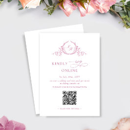 Elegant Mauve Pink Monogram QR Code Wedding RSVP Begleitkarte