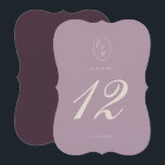 Elegant Mauve Plum Die Cut Table Number Einladung<br><div class="desc">Elegant Mauve & Deep Plum wedding table number for a sophisticated Old Money wedding celebration. This elegant die-cut table number reflects timeless European estate aesthetics and classic luxury stationery style, perfect for a romantic traditional bride. Ideal for vineyard weddings, historic estates, and candlelit fall receptions. Style with gold table frames,...</div>