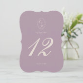 Elegant Mauve Plum Die Cut Table Number Einladung (Stehend Vorderseite)