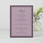 Elegant Mauve Plum Wedding Dinner Menu Card Einladung (Stehend Vorderseite)