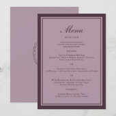 Elegant Mauve Plum Wedding Dinner Menu Card Einladung (Vorne/Hinten)