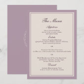 Elegant Mauve Plum Wedding Menu Card Einladung (Vorne/Hinten)