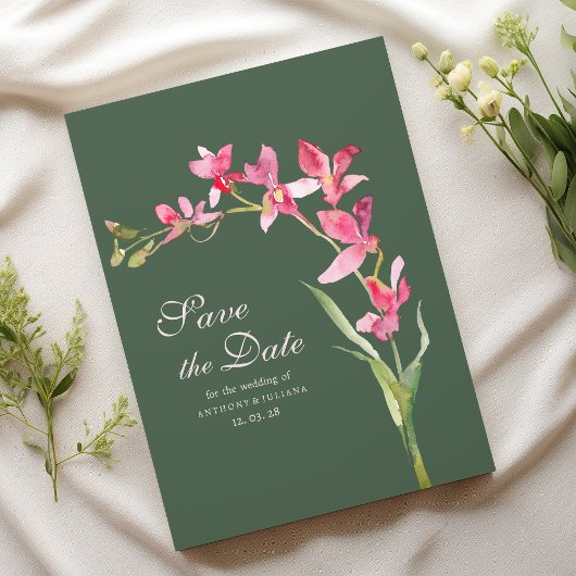Elegant mauve, rosa Orchidee Save the Date Einladung