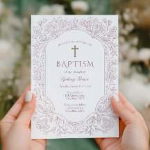 Elegant Mauve Traditional Baptism Invitation