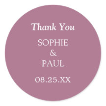 Elegant Mauve Wedding Dankeschön Sticker