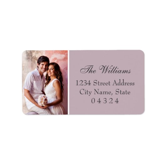 Elegant Mauve Wedding Foto Rücksendeadresse Adressaufkleber (Vorne)