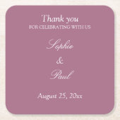 Elegant Mauve Wedding Vielen Dank Rechteckiger Pappuntersetzer (Vorderseite)