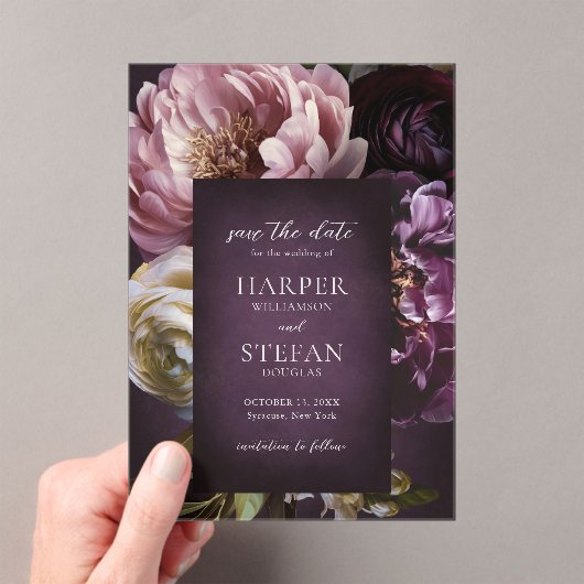 Elegant Maximalist Floral Wedding Save the Date Acryleinladungen (Insitu (Handheld))