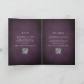 Elegant Maximalist Purple Floral QR Code Wedding Einladung (Innenseite)