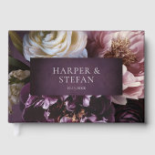 Elegant Maximalist Purple Floral Wedding Gästebuch (Vorderseite)