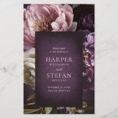 Elegant Maximalist Purple Floral Wedding Program (Vorderseite)
