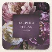 Elegant Maximalist Purple Floral Wedding Rechteckiger Pappuntersetzer (Vorderseite)