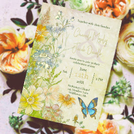 Elegant Meadow Boho Wildblume Wedding Folieneinladung