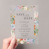 Elegant Meadow Wildflower Wedding Save the Date Acryleinladungen (Insitu (Handheld))