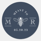 Elegant Meant to Bee Gastgeschenk Hochzeit Navy Bl Runder Aufkleber (Vorderseite)