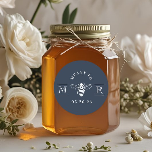 Elegant Meant to Bee Gastgeschenk Hochzeit Navy Bl Runder Aufkleber