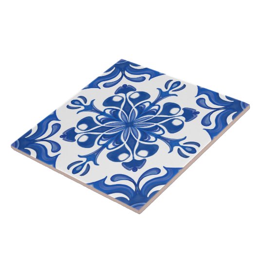 Elegant Mediterranean Blue White Pattern Fliese (Seite)