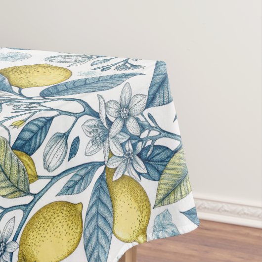 Elegant Mediterranean Lemon Botanical Navy Tischdecke (Beispiel)