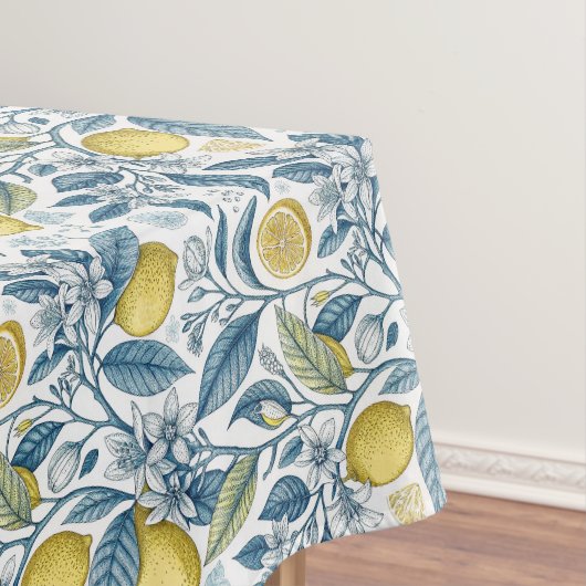 Elegant Mediterranean Lemon Botanical Navy Tischdecke (Beispiel)