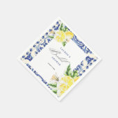 Elegant Mediterranean Lemon Floral Bridal Shower Serviette (Ecke)