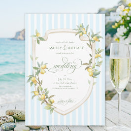 Elegant Mediterranean Lemon Wedding Invitation Einladung