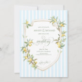 Elegant Mediterranean Lemon Wedding Invitation Einladung (Vorderseite)