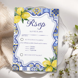 Elegant Meditterranean Wedding with italian tiles RSVP Karte