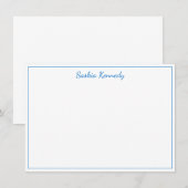 Elegant Medium Blue Script Border Personalisiert Mitteilungskarte (Vorne/Hinten)