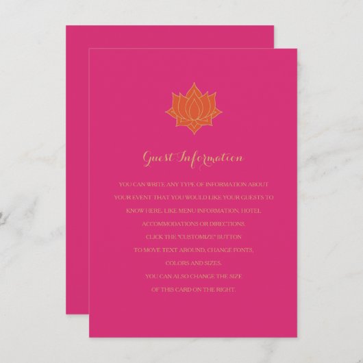 Elegant Mehndi Beilagen Karten (Vorne/Hinten)