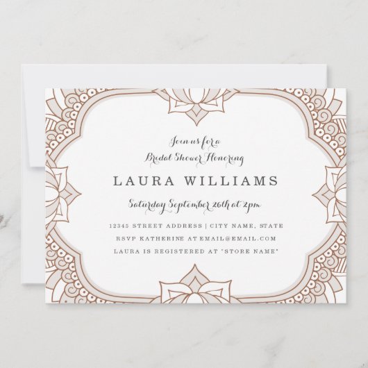 Elegant Mehndi Brautparty Einladung (Vorderseite)