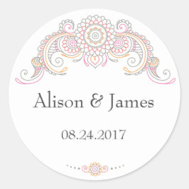 Elegant Mehndi Design Rundkleber Runder Aufkleber