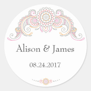 Elegant Mehndi Design Rundkleber Runder Aufkleber