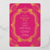 Elegant Mehndi Junggeselinnen-Abschied Gold Folieneinladung (Vorderseite)