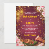 Elegant Mehndi Night Ceremony Invitation Einladung (Vorne/Hinten)