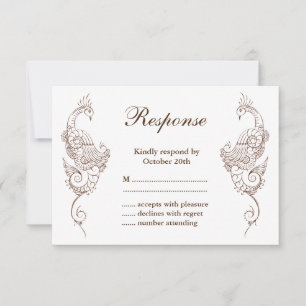 Elegant Mehndi Peacock Wedding RSVP